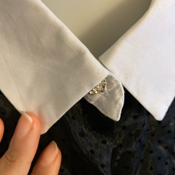 Forever 21 Collared Sheer Polkadot Button Down - Picture 2 of 5